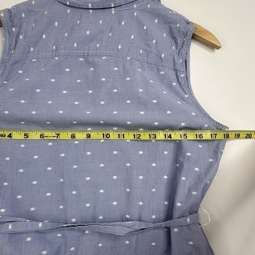 Tommy Hilfiger Dress Size 6 Blue White Polka Dot Cotton Shirt Dress Belted - Picture 7 of 8